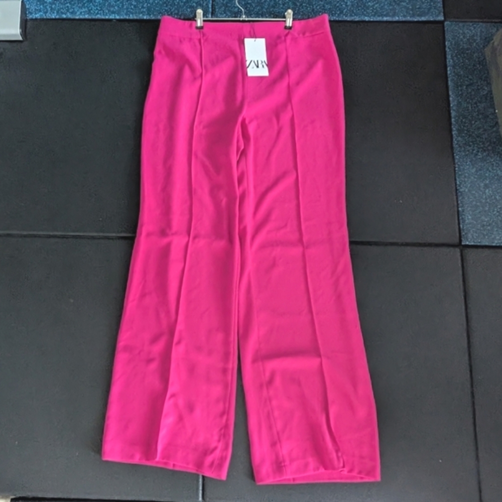ZARA Fuchsia Pink Wide-Leg Trousers Pants